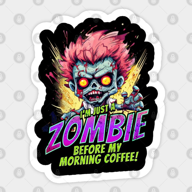 Just a Zombie before my Morning Coffee! Sticker by KUH-WAI-EE